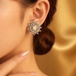 Radiant Silver and Gold Starburst Earrings